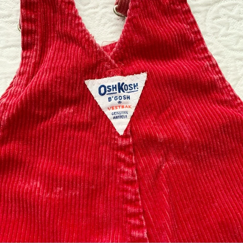 Vintage Union Made Osh‎ Kosh B'Gosh Red Corduroy Overalls (12 Months)